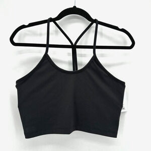 NWT Stoic Y Strap Crop‎ Top Black Size L Racerback Activewear Gym Lounge Preppy